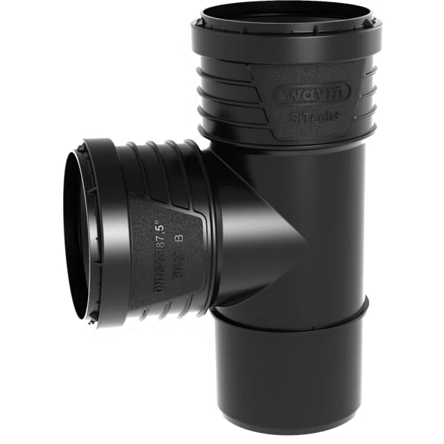 Wavin Sitech+ grenrør, 87,5°, Ø50×50 mm, plast, svart | 2211864 Wavin Sitech+ grenrør, 87,5°, Ø50×50 mm, plast, svart | 2211864