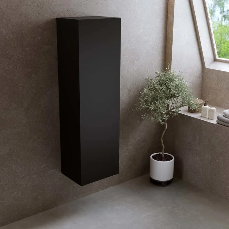 Bathlife høyskap, myktlukkende dør, 150x45x35 cm, sort matt | 401410286