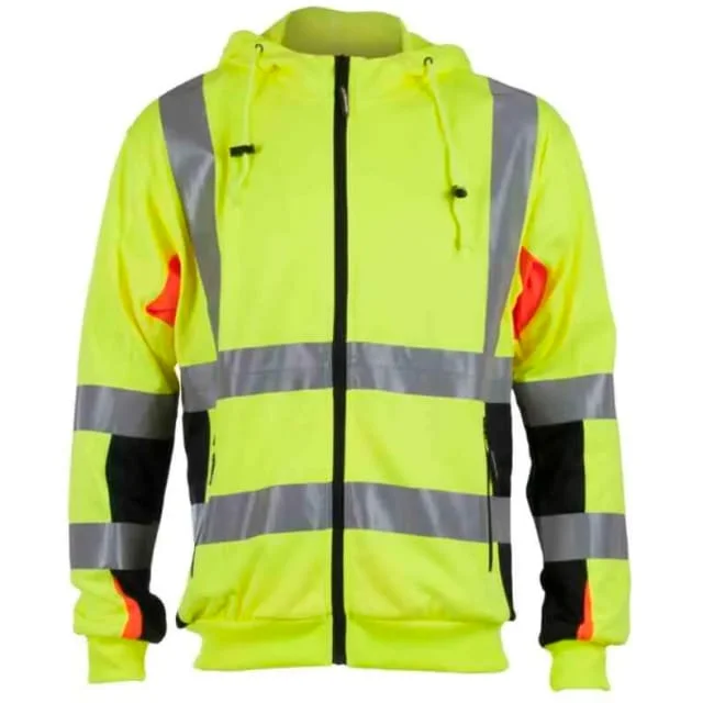 Bekken & Strøm Bergset hettejakke, HiVis kl.3, unisex, str. M, gul/sort | 646396