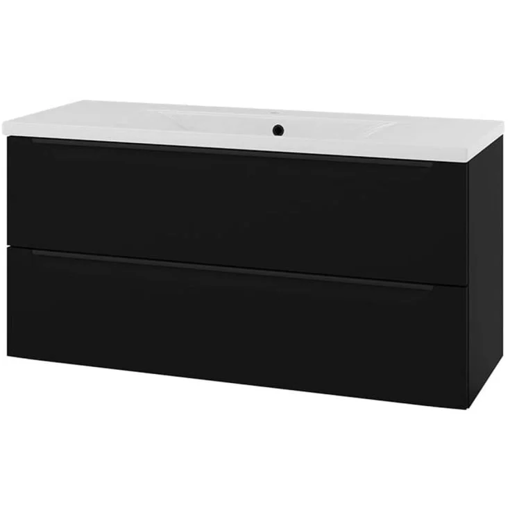 Linn Bad Mari servantskap, 2 skuffer, 120x45,6x57 cm, senter, sort matt | 120712
