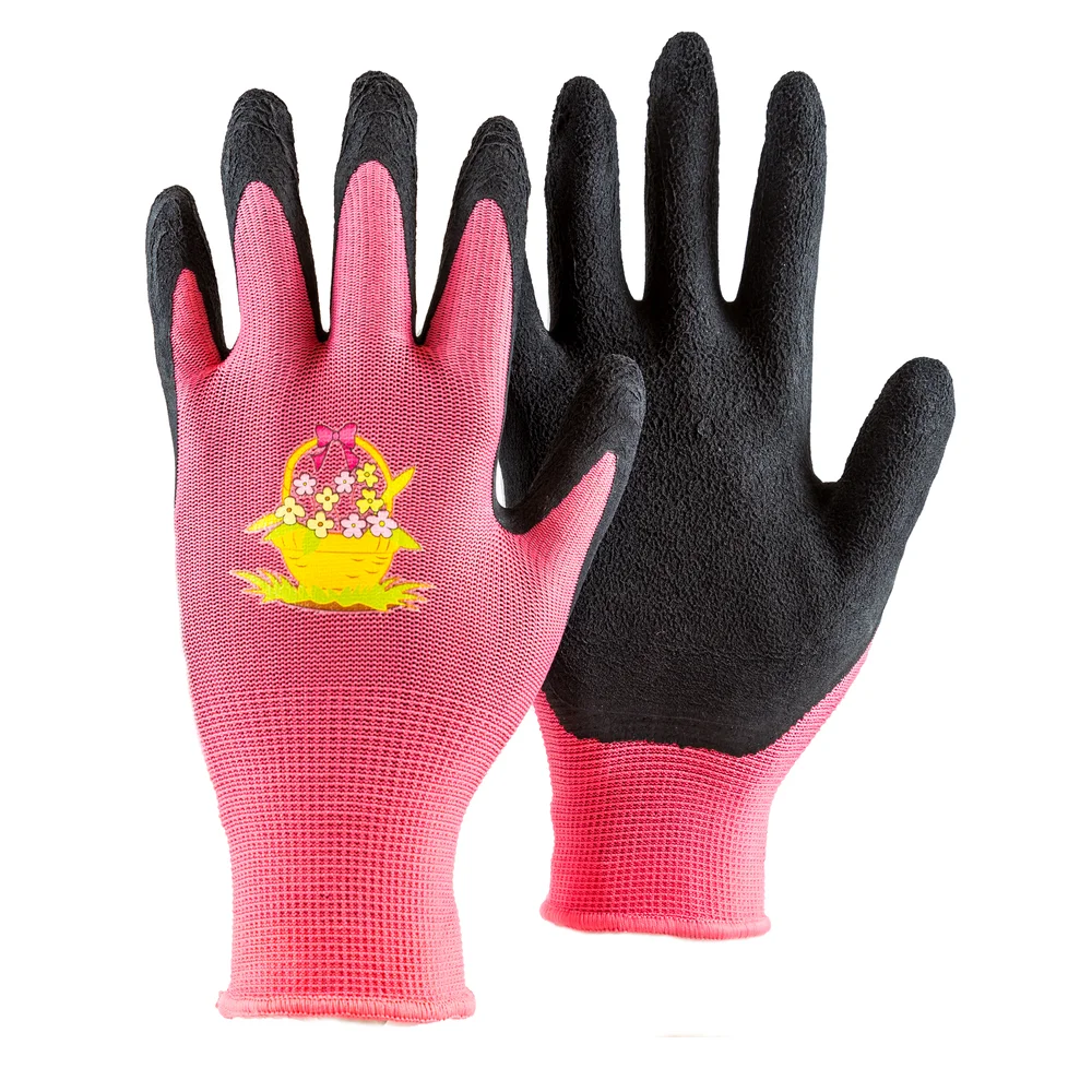 Hagehanske barn rosa med latexbelegg i håndfalten Str. 6 v:6892729