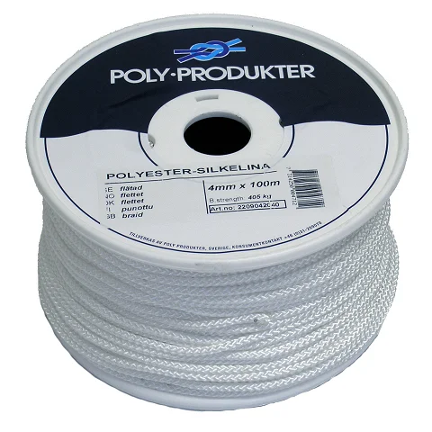 Flettet polyesterline hvit 4.00mmx100 m v:7293222