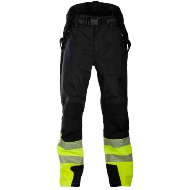 Bekken & Strøm Halten Extreme skallbukse, HiVis kl.1, unisex, str. S, sort/gul | 607191