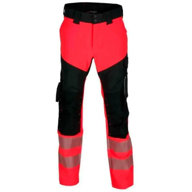 Bekken & Strøm Lillehammer arbeidsbukse, HiVis kl.1, unisex, str. KB48, rød/sort | 609196