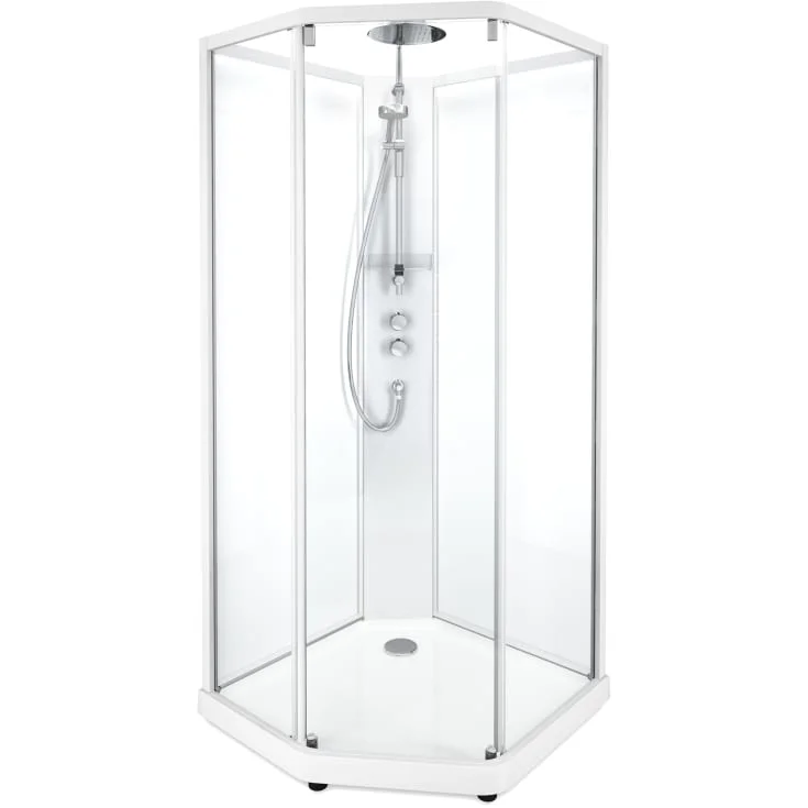 Showerama Comfort dusjkabinett, 80×90 cm, hvit profil, klart/frostet glass | 558.929.00.2