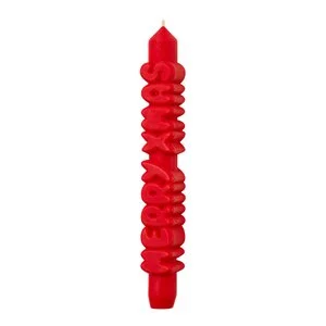 3D kronelys 23 cm MERRY XMAS rød v:6177800