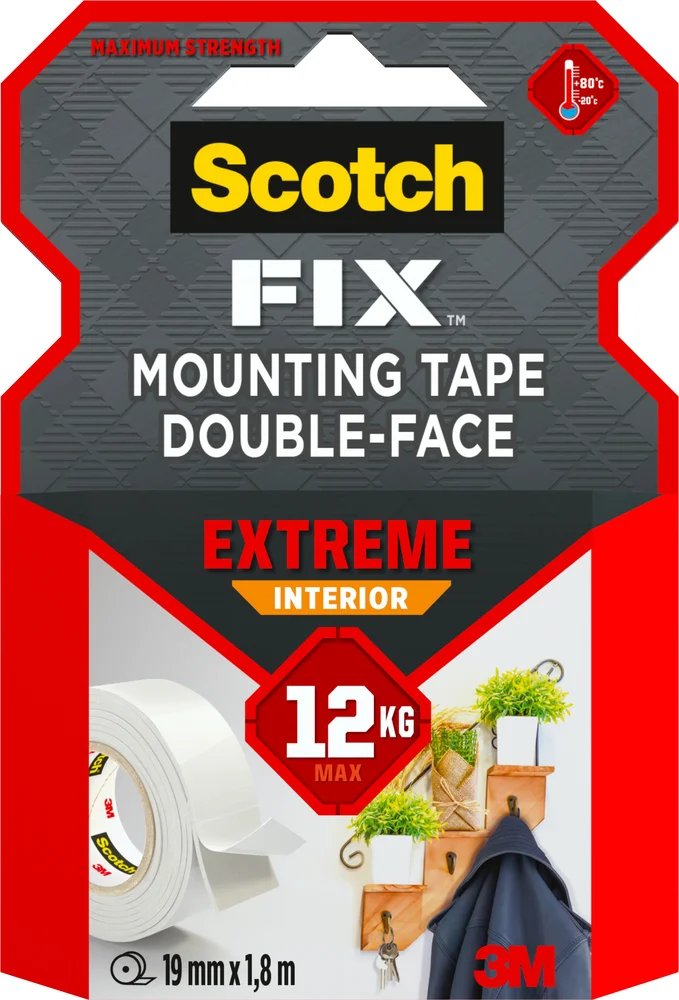 Monteringstape EXTREME 19mmx1,8m innendørs 12kg v:3401029 Monteringstape EXTREME 19mmx1,8m innendørs 12kg v:3401029