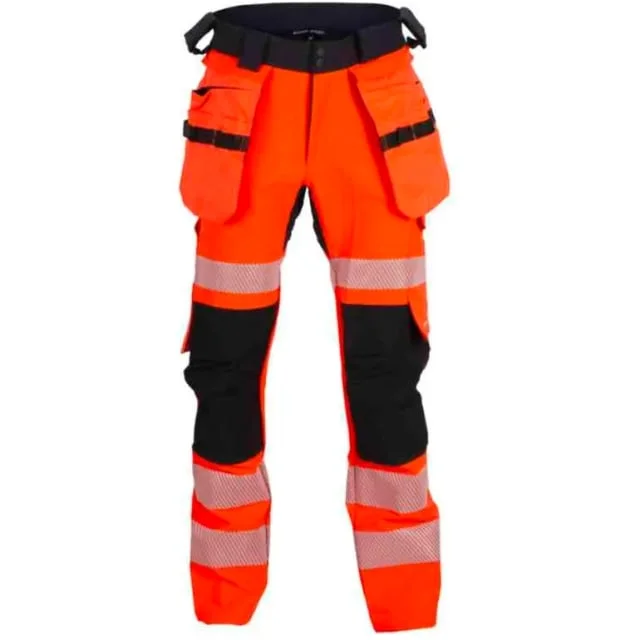 Bekken & Strøm Lillehammer 2.0 arbeidsbukse, HiVis kl.2, unisex, str. KB48, sort/rød | 612299