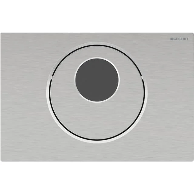 Geberit Sigma 10 Round betjeningsplate, berøringsfri, batteridrift, børstet/polert rustfritt stål | 115.891.SN.6