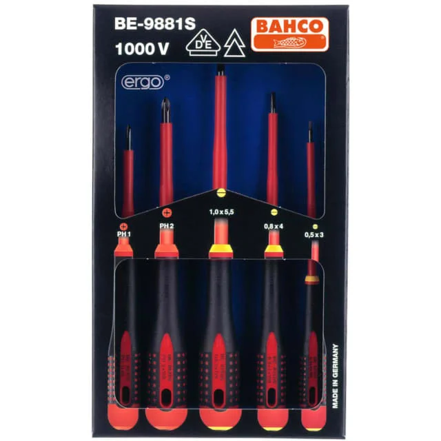 Bahco skrutrekkersett BE-9881S Ergo, sl ph 5 deler 1000v | 1010910