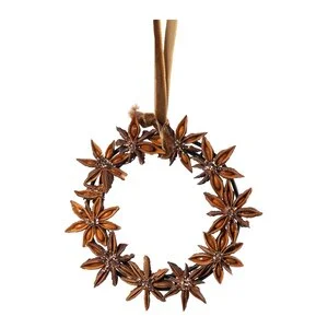 Anis julepynt krans 10 cm natur/glitter v:8896364