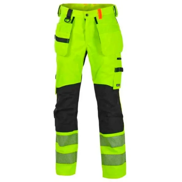 Bekken & Strøm Gjøvik håndverksbukse, HiVis kl.2, unisex, str. KB60, gul/sort | 676854