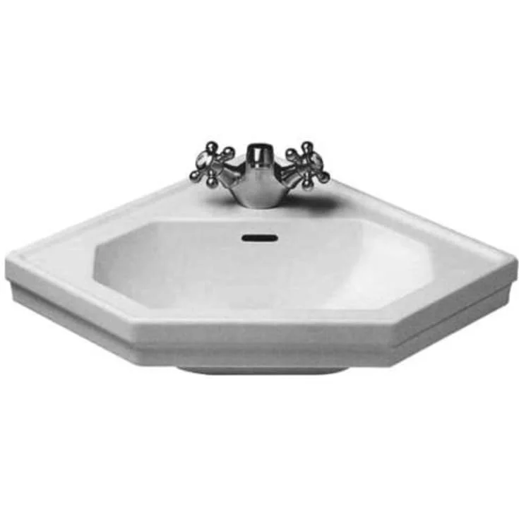 Duravit Serie 1930 hjørneservant, 59,5x45 cm, med wondergliss, hvit | 07934200001