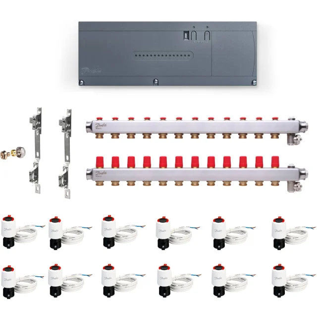 Danfoss Icon2 gulvvarmestyring, trådløs, 12 kretser | 460970535+12 Danfoss Icon2 gulvvarmestyring, trådløs, 12 kretser | 460970535+12