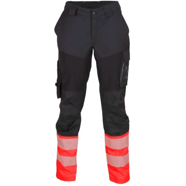 Bekken & Strøm Gjøvik arbeidsbukse, HiVis kl.1, dame, str. C46, sort/rød | 27303140