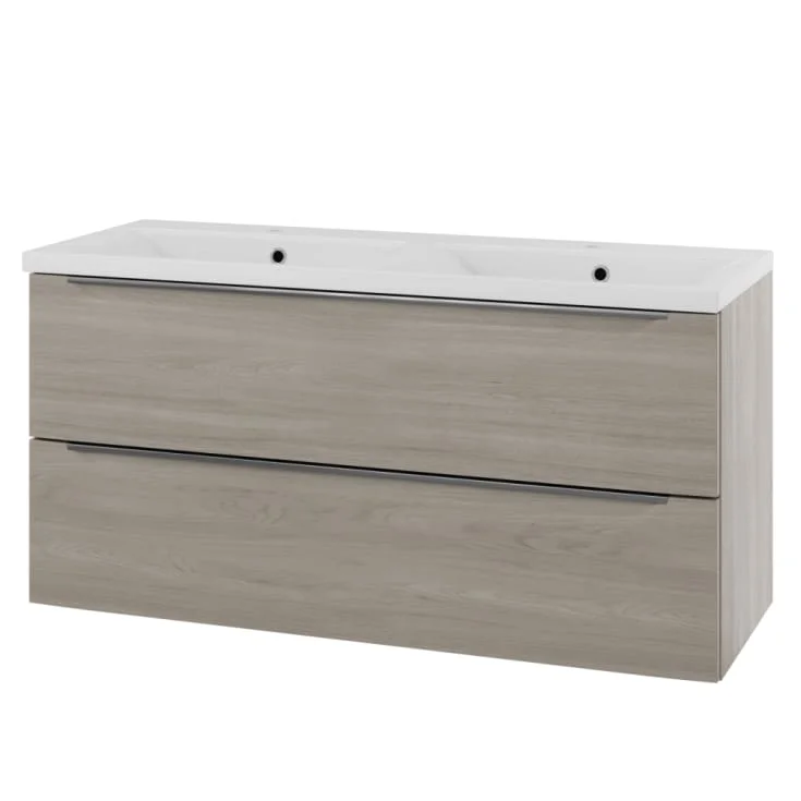 Linn Bad Mari servantskap, 2 skuffer, 120x45,6x28,5 cm, høyre, lys eik | 400106H
