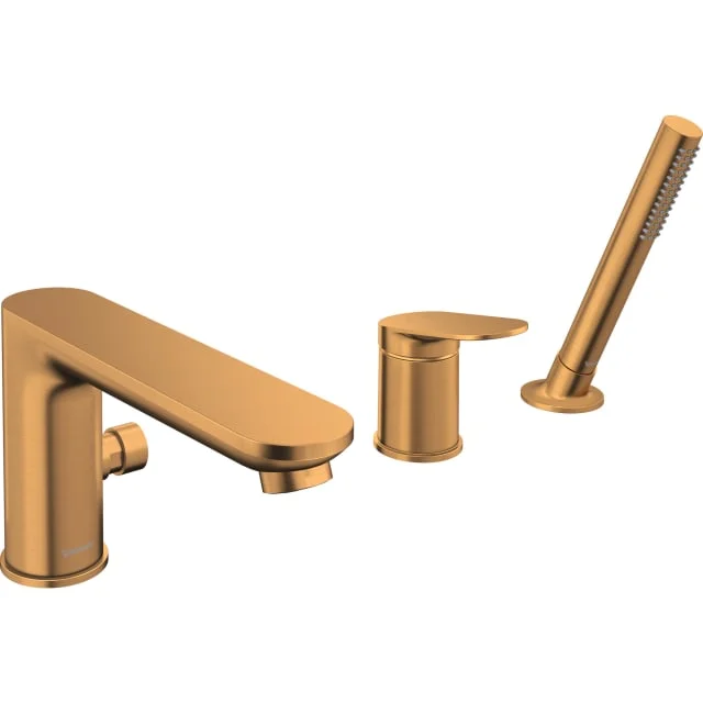 Duravit Wave badekarbatteri med dusjsett, børstet bronse | WA5260000004
