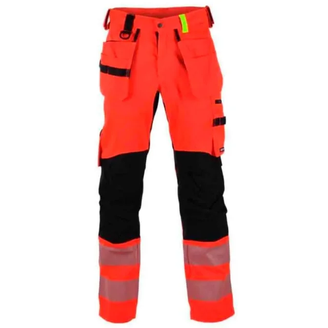 Bekken & Strøm Gjøvik håndverksbukse, HiVis kl.2, unisex, str. KB56, rød/sort | 676840
