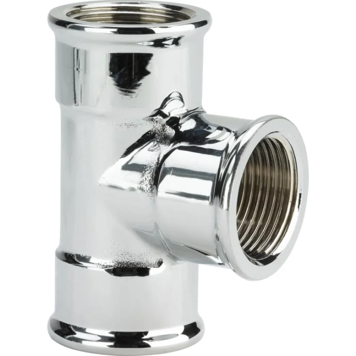 5 stk Messing T-rør, krom, 3/4" | 111762 5 stk Messing T-rør, krom, 3/4" | 111762