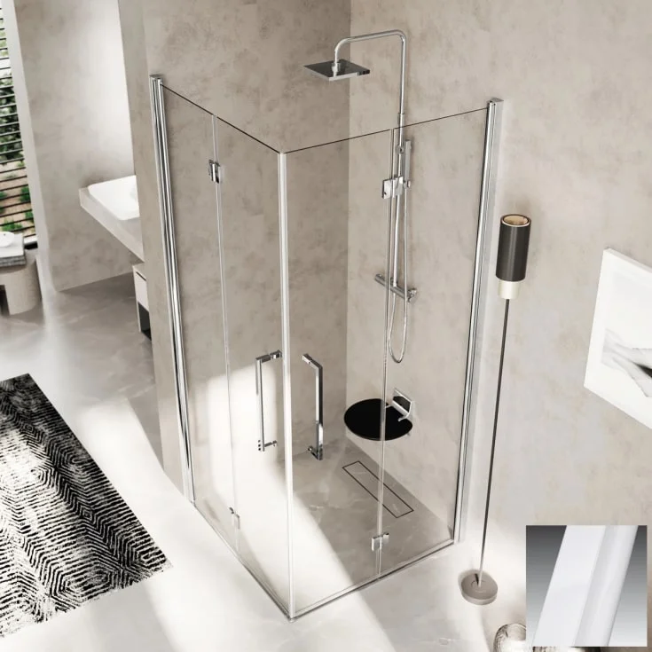 Novellini Young 2.0 2GS foldedør høyre, 59-61 cm, klart glass, hvit matt profil | Y22GS59LD-1U