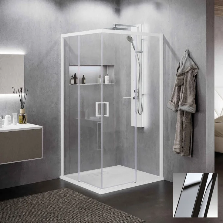 Novellini Zephyros 2.0 AH skyvedør høyre, 87-90 cm, klart glass, krom profil | ZEP2AH87LD-1K
