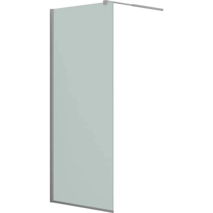 Dansani Match dusjvegg, modell D+teleskopstang, 97 cm, frostet glass, satin profil | MODEL17-100-FROSTET