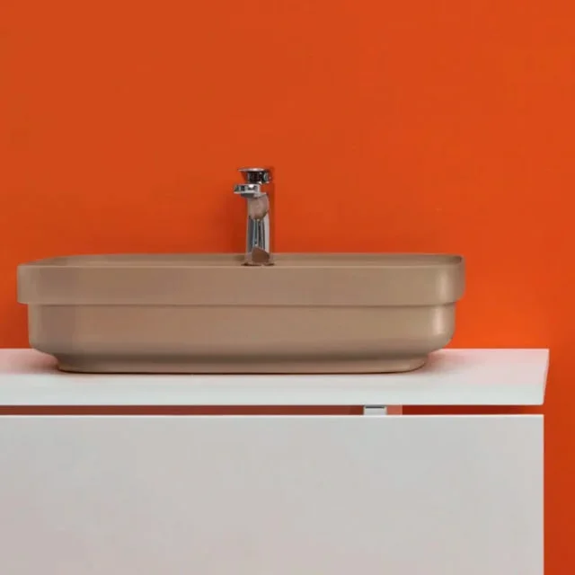 Lavabo Tribeca toppmont./nedfelt servant, 600x430x150 mm, matt brun | 20286MB