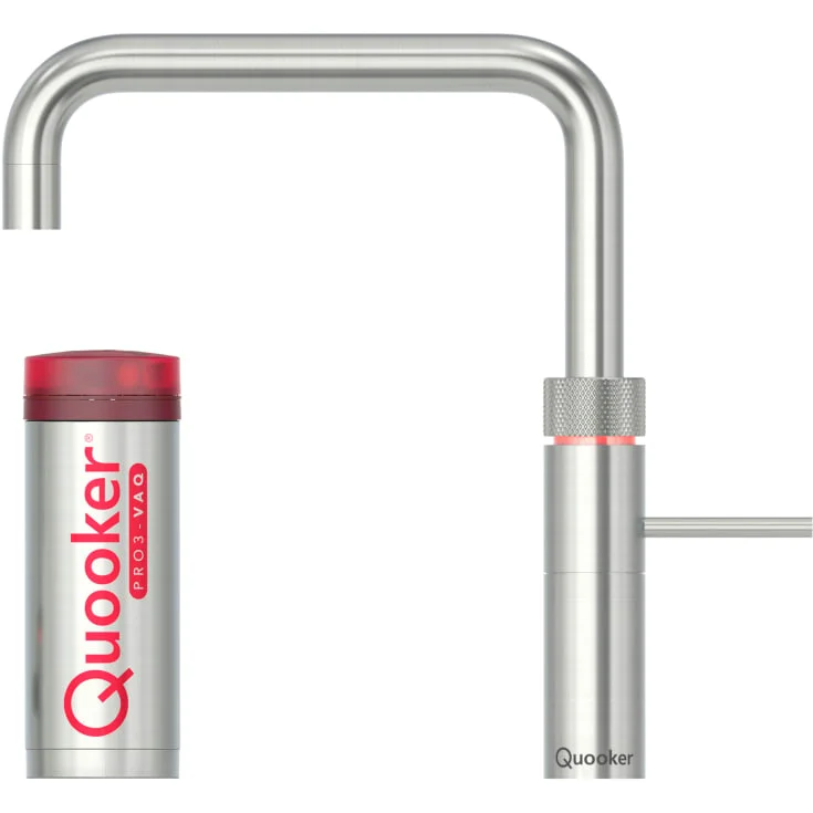 Quooker Fusion Square kjøkkenkran, med PRO3 beholder, stål | 930218626+NO