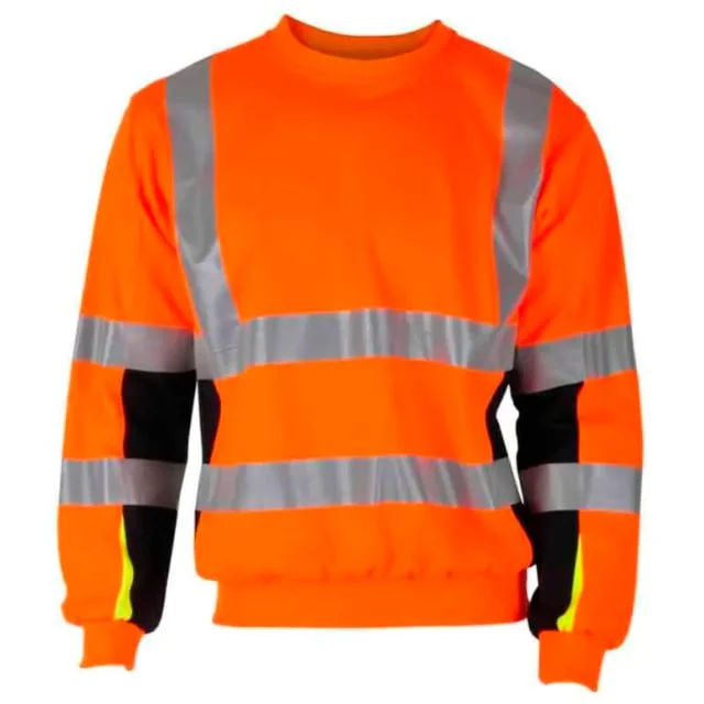 Bekken & Strøm Bergset collegegenser, HiVis kl.3, unisex, str. L, oransje/sort | 677871