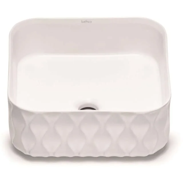 Bathco Sand waves toppmontert servant, 38,5×38,5 cm, hvit matt | 4168 Bathco Sand waves toppmontert servant, 38,5×38,5 cm, hvit matt | 4168