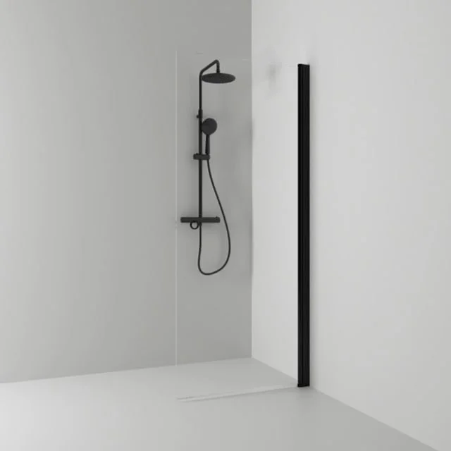 Svedbergs Skoga dusjvegg rett, 97 cm, klart glass, sort matt profil | 63307210