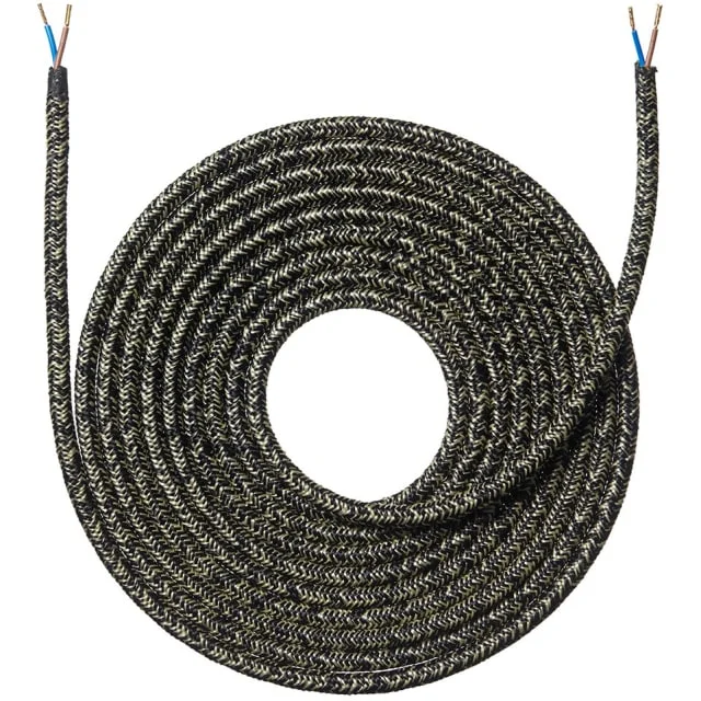 Nielsen stoffledning, 2×0,75 mm², 4 meter, melert sort | 950814 Nielsen stoffledning, 2×0,75 mm², 4 meter, melert sort | 950814