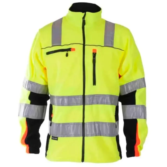 Bekken & Strøm Bergset fleecejakke, HiVis kl.3, unisex, str. M, gul/sort | 646344 Bekken & Strøm Bergset fleecejakke, HiVis kl.3, unisex, str. M, gul/sort | 646344