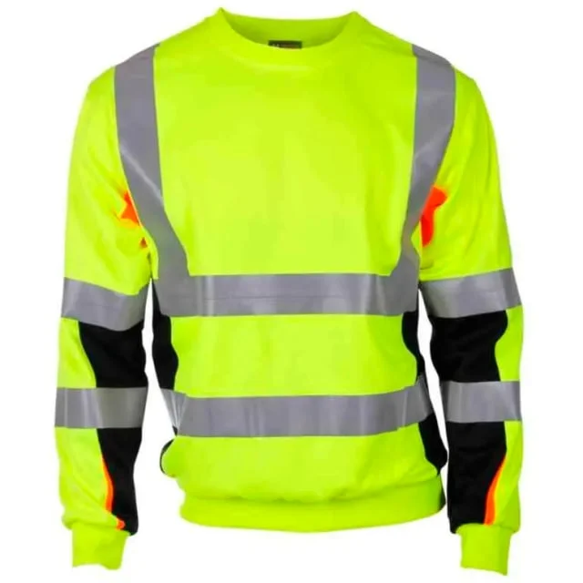 Bekken & Strøm Bergset collegegenser, HiVis kl.3, unisex, str. 5XL, gul/sort | 646309