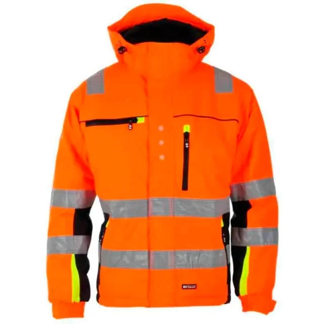 Bekken & Strøm Bergset vinterjakke, HiVis kl.3, unisex, str. M, oransje/sort | 677075