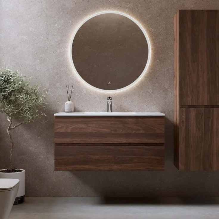 Bathlife Eufori møbelpakke, med servant og LED-speil, 101x46x50 cm, valnøtt | 401410297