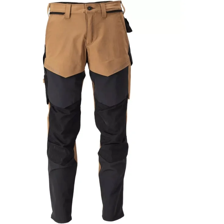 Mascot Customized arbeidsbukser med stretch, khaki/sort, str. 90C54 | 22379-311-5409_90C54