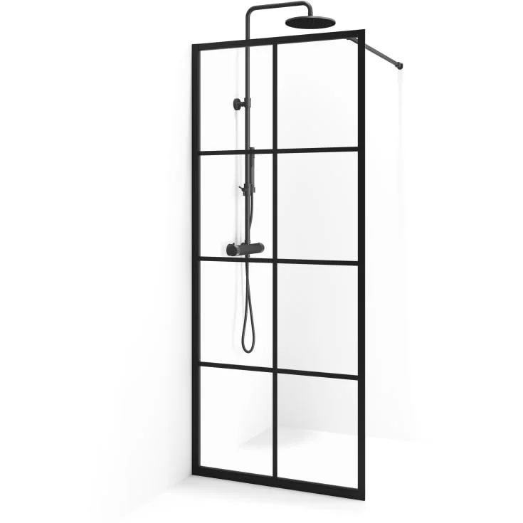 Cassøe New York dusjvegg, 75 cm, klart glass, svart profil | 7332838