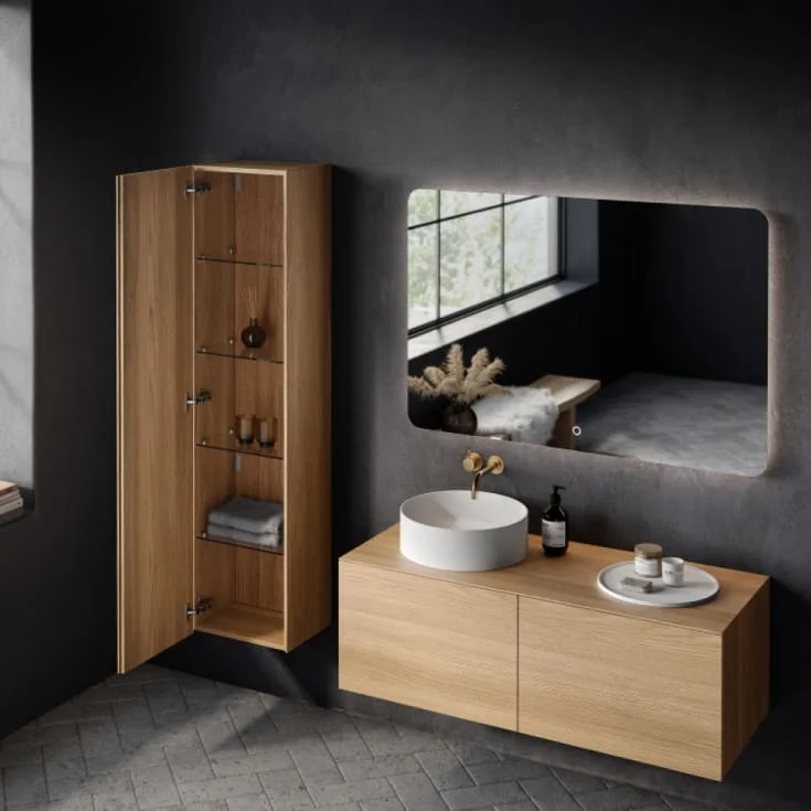 Copenhagen Bath Bergen 40 høyskap, vendbar, 160x40x30 cm, børstet eik | 30030028 Copenhagen Bath Bergen 40 høyskap, vendbar, 160x40x30 cm, børstet eik | 30030028