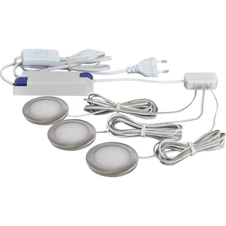 Nordtronic Linea inn-/påbygningsspot 3-kit, 2,3W/3000K LED, børstet aluminium | 19112023