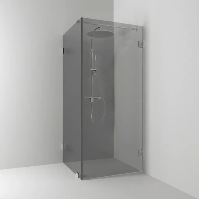 Svedbergs 180° dusjhjørne rett/fast, 80x90 cm, røykfarget glass, krom profil | 654889