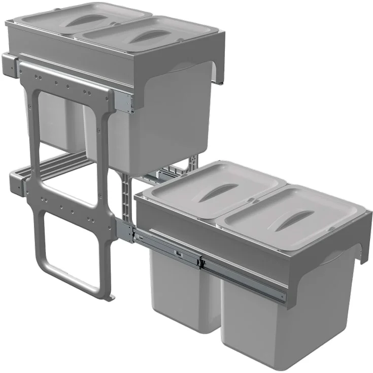 Intra Tandem 40-4 kildesorteringssystem, 16 liter, grå | TANDEM40-4 Intra Tandem 40-4 kildesorteringssystem, 16 liter, grå | TANDEM40-4