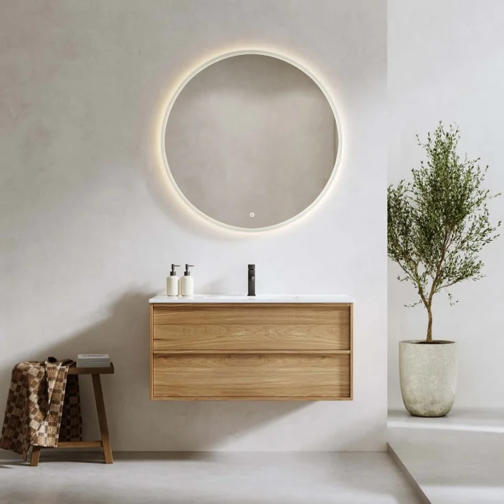 Bathlife Charm møbelpakke, med servant og LED-speil, 101×46,5×52 cm, eik | 401410306