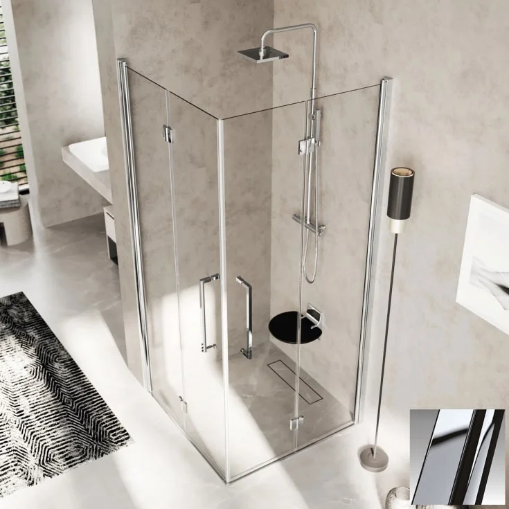 Novellini Young 2.0 2GS foldedør venstre, 117-119 cm, klart glass, krom profil | Y22GS117LS-1K