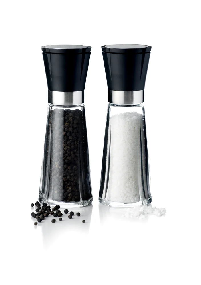 SALT-/PEPPERKVERNSETT H20 SORT/STÅL GRAND CRU v:9878904