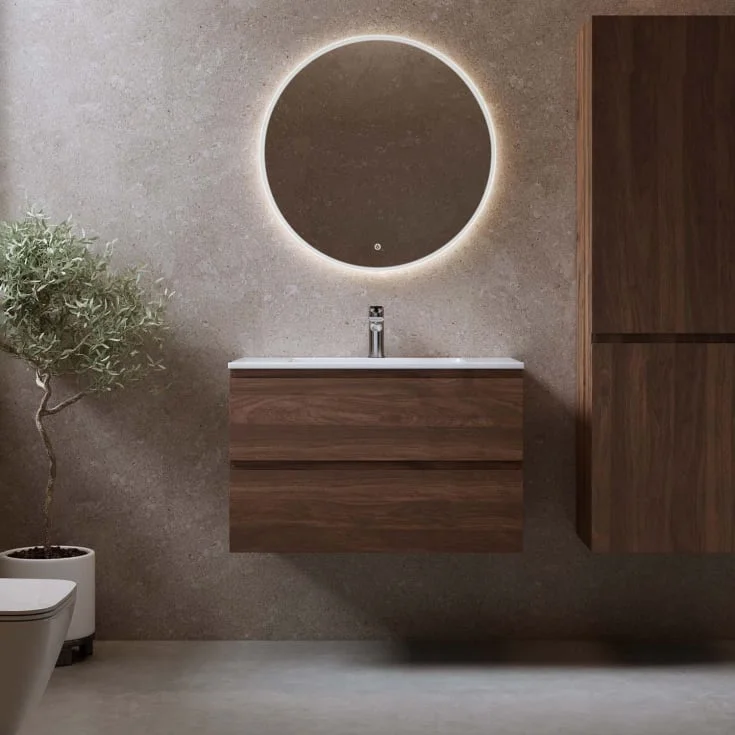 Bathlife Eufori møbelpakke, med servant og LED-speil, 81x46x50 cm, valnøtt | 401410296