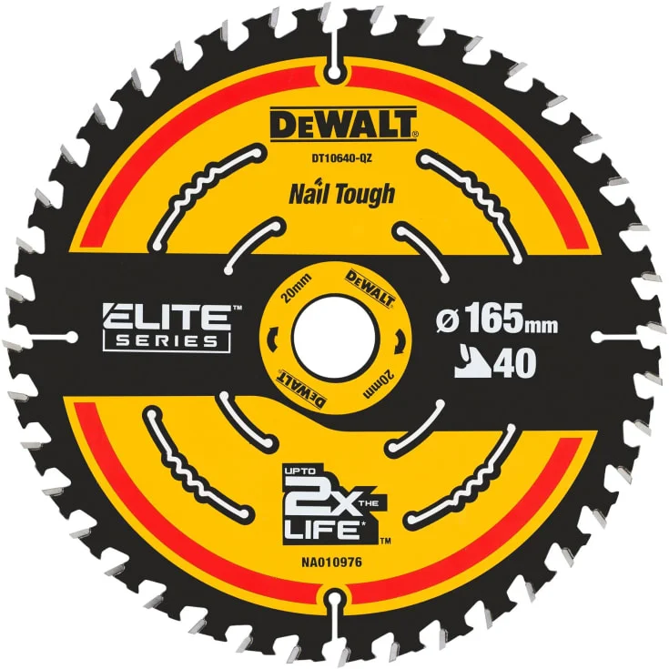 DeWalt Carbide Elite sirkelsagklinge, Ø165/20 mm, 40 tenner | 546747 DeWalt Carbide Elite sirkelsagklinge, Ø165/20 mm, 40 tenner | 546747