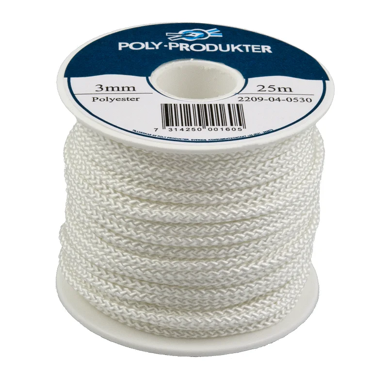 Flettet polyesterline hvit 3.00mmx25m v:2221321
