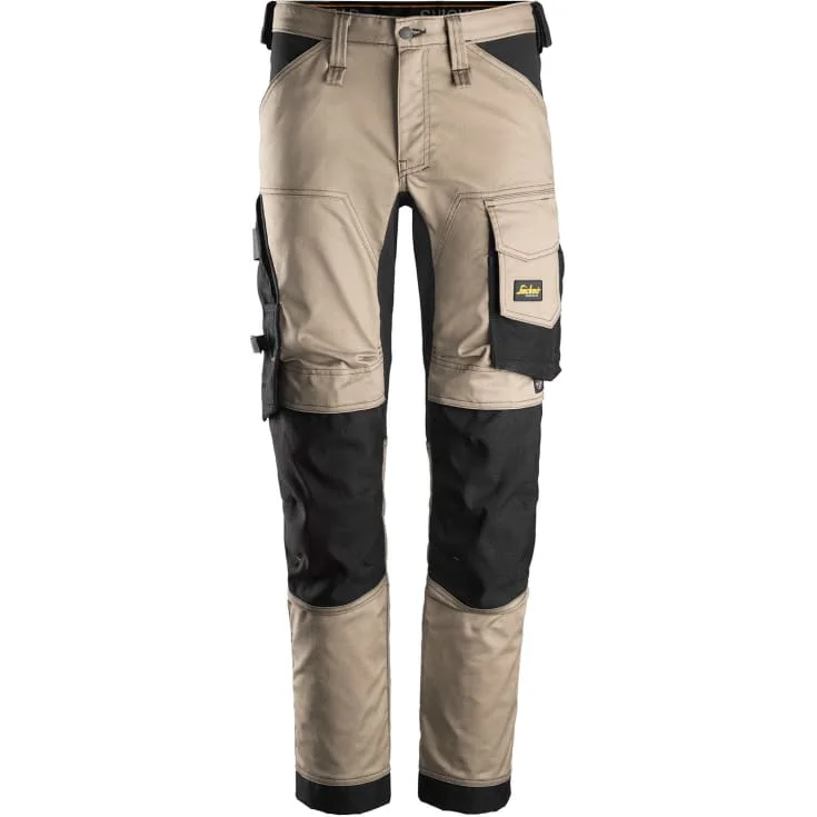 Snickers 6341 AllroundWork arbeidsbukser med stretch, khaki/sort, str. 124 | 6341-2004_124