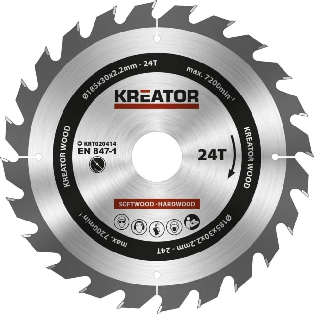 Kreator Sagblad for sirkelsag 24 tenner – Ø185 mm | KRT020414